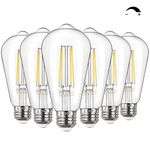 TOPKDA Vintage LED Edison Bulb Dimmable 60W Equivalent 700 Lumens, 6W Edison Light Bulbs Daylight White 5000K, Antique ST64 LED Filament Bulb E26 Base, CRI 85+, Clear Glass, Pack of 6