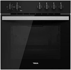 Teka HBE 490 ME - Horno Polivalente Convencional de 60 cm, de Integración, 3 Funciones de Cocinado, Puerta 2 Cristales, Bandeja Profunda, Color Cristal Negro