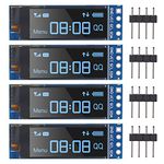 AOICRIE 4pcs I2C OLED Display Module 0.91 Inch I2C OLED Display Module 128X32 Screen Driver DC 3.3V~5V for Arduino (Blue)