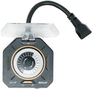Woods 50124WD Outdoor 24-Hour Heavy Duty Mechanical Timer; 3/4Hp; 2 Grounded Outlets; Black