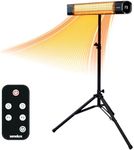 Senelux Electric Infrared Patio Heater 2000W with Tripod | IP65 Water-Resistant Radiant Heater for Indoor & Outdoor | Remote Control, Timer & 9 Heat Levels | LED Display | Portable