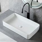 NEXIS Designer Ceramic Wash Basin For Bathroom | Over Counter Bathroom Basin | Counter Top Bathroom Sink | Wash Basin For Restaurant, Hotel (24 x 14 x 5 Inch) (Glossy White)