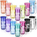 14 Pcs Thank You Cups Bulk for Cna Week Employee Appreciation Gifts 15oz Reusable Plastic Water Bottles with Lid Strap Inspirational Gifts for Student Nurse Team Coworker