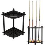 Iszy Billiards Cue Rack Only - 8 Pool Billiard Stick & Ball Floor Stand with Scorer Choose Mahogany, Black or Dark Oak Finish (Black)