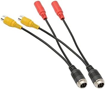 RCA+AV to M12 4 Pin Monitor Cable，4 Pin Male to RCA Female Adapter+DC Male Connector Monitor/Camera Adapter， for Cord for Car Camera（2psck）