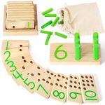 DINORUN Montessori Toys Wooden Toys Counting Sticks Number Maths Games with Storage Bag Kids Toys Toddler Educational Toys Gifts for 2 3 4 Year Old Girls and Boys