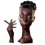 Headscents - Head Incense Burner Black Woman Headscents Incense Holder Modern Aromatherapy Decoration Resin Incense Burner Holder Black Lady for Indoor Decor Meditation Yoga Accessories (A)