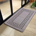 PHP Door Mat Indoor - Waterproof Mats for Floors with Gel Back - 40 X 60 cm, Grey Door Mat - Non Slip Washable Small Geometric Runner Rug Floor Mats for Kitchen