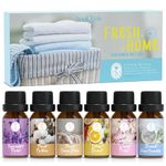 SoulOrigin Clean Essential Oils Set, Fragrance Oil Set for Oil Diffusers with Multiple Flavors, Candle Making 6x10ml- Lavender Fields,Fresh Cotton