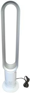 Dyson AM07 Cool Fan with Remote Control, 100 cm, 9 Hour Timer, Tower Fan, Quiet, White/Silver, Energy-Saving, Floor Fan, Bedroom, Volume 48 db, 10 Levels