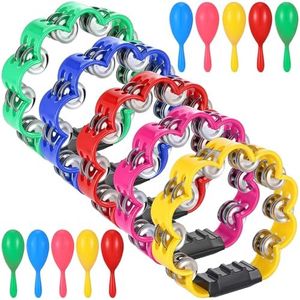 AOKISY 15 Pieces Petal Tambourines for Adults Set Metal Jingles Hand Held Percussion With Maracas for Bar Party School KTV Operation Christmas Christian Dance Charity Project