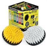 Drill Brush - 5-inch Spin Brush Cleaning Kit - Calcium, Mineral Deposits, Soap Scum, Rust - Hard Water Stain Remover - Grout Cleaner - Shower Curtain - Bath Mat - Bathroom Accessories - Shower Door