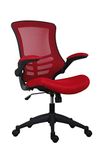 Office Hippo Mesh Operator Office Chair, Height & Tilt Adjustable Ergonomic Chair with Tension Control, Flip Up Arms, Computer Chair for Daily Use, Up to 115kg Weight, 5 Year Component Wty - Red