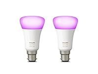 Philips Hue Ambiance B22 Twin Pack (Works with Alexa), Synthetics, 9.5 W, White and Colour