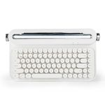 YUNZII ACTTO B305 Wireless Typewriter Keyboard, Bluetooth Retro Keyboard, Aesthetic Typewriter Style Keyboard with Integrated Stand for Multi-Device,UK Layout (B305, Snow White)