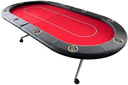 INO Design Foldable Poker Table 94 Inches for 10 Players Casion Game Style with Casters Scroll Wheels, Red