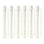 6 Pack 8 Hole Soprano Recorders Descant Flute With Cleaning Rod German Style for Beginner Graduation or Back to School Gift (white)