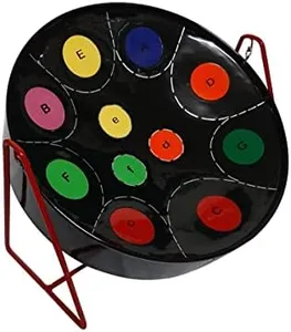 Miniature Steelpan (Steel Drum) 12 Inch Diameter 11 Notes with Instructional Book with Music from Trinidad & Tobago - Rainbow