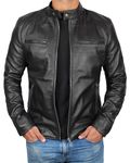 Decrum Mens Black Motorcycle Leather Jacket - Leather Jackets Men | [1100124] Ddge Black, L