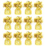 Foil Helium Balloon Weights - Pack of 12 - Durable & Colourful Bright Gold Balloon Weights for Birthdays Parties, Events & Celebrations - Perfect Balloon Weight Holders