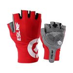 Linist Cycling Gloves for Men and Women, Half Finger Bike Gloves for Road Bike and MTB, Anti-Slip Shock-Absorbing Fitness Cycling Gloves for Outdoor Sports - Breathable and Lightweight (Red)-XL