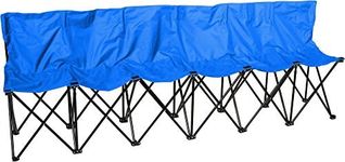 Trademark Innovations Portable 6-Seater Folding Team Sideline Back Sports Bench, Blue