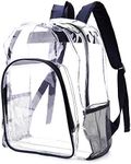 JOMPARO Clear Backpack Navy Blue Heavy Duty Clear Backpacks for School Boys Girls Adults Large Clear Bookbag See Through Backpack