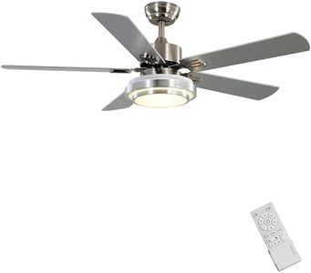 FINXIN Indoor Ceiling Fan Light Fixtures Remote LED 52 Brushed Nickel Ceiling Fans for Bedroom,Living Room,Dining Room Including Motor,Remote Switch (52" 5-Blades)