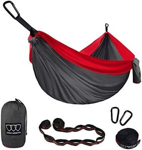 Gold Armour Camping Hammock - XL Double Hammock Portable Hammock Camping Accessories Gear for Outdoor Indoor with Tree Straps, USA Based Brand (Gray and Red)