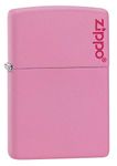 Zippo Windproof Lighter - Logo - Pink Matte, Laser Engrave - Refillable for Lifetime Use - Adjustable Flame - Gift Box - Metal Construction - Made in USA