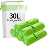 30 Litre Bin Liners 100 Bags, Biodegradable Food Waste Garbage Bags, 30L Strong Compostable Trash Caddy Liners, Recycling Degradable Rubbish Bags for Kitchen Bathroom Garden Office, Green, 60 x 65cm