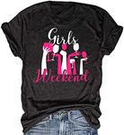 Qbily Girl's Weekend Shirt Matching Bestie Friends Vacation Trip Party Graphic Tees Tops for Women, Black, Small