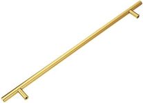 Lizavo 701-320BB Brushed Brass Modern Gold Cabinet Pulls Long Solid Euro Style T Bar Kitchen Cabinet Handles- 12-5/8" (320mm) Hole Centers- 5 Pack