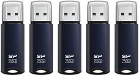 Silicon Power 256GB USB 3.0 Flash Drive, Aluminum Casing Built-in Strap Hole, USB 3.2 Gen 1 Pen Drive Memory Stick, Navy Blue, Marvel M02 Series (5-Pack)