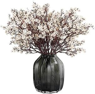 JAKY-Global Tela para aliento de bebé, flores artificiales, 6 paquetes de plantas de seda falsas europeas, decoración de bodas, fiestas, ramos de flores de tacto real, bricolaje para el hogar (beige,