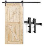 TE DEUM 6.6 FT Sliding Barn Door Hardware Kit for 36"-40" Wide Sliding Door Panel-Smoothly and Quietly-Easy Installation,Black(J Shape Hanger)…