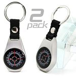 Keychain Pocket Compass Equipment, 2 Pack Key Ring Military Survival Magnetic Mini Metal Compass, Waterproof, Gear Compass for Men Kids Hiking, Suunto, Camping, Adventure Outdoor Accessories