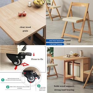 Solid Wood Drop Leaf Dining Table Set with 4 Chairs – Extendable Kitchen Furniture