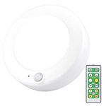 BIGLIGHT Wireless Ceiling Light Battery Light Indoor Battery Power Motion Sensor Light for Bathroom Shower Stairs Hallway with Remote,LED Closet Light Brightness Dimmable, 250 Lumens, 4.8 Inches