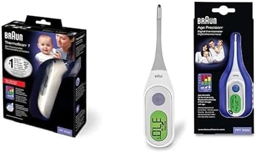 Braun Irt6520 Thermoscan 7 Age Precision, Termometro Auricolare A Infrarossi, 0 Mesi +, 21 Coprilenti, Display Con Codice Colore, Bianco & Prt2000 Termometro Digitale Con Age Precision, Bianco