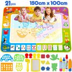 lenbest Water Doodle Mat for Kids, 59x39 inch Writing Board with 4 Magic Pens, Multicolored-b, Best Early Educational Toy for Baby Crawling, Parent-child Interaction