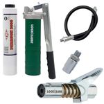 LockNLube Spin-On Lever Grease Gun Kit. Includes: 1 Tube Grease, The Grease Coupler Plus a Heavy-Duty 20" Grease Hose and in-line Hose Swivel.