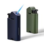 RONXS Torch Lighter, 2 Pack Adjustable Jet Flame Butane Lighter, Mini Refillable Windproof Cool Lighters, Great Gift Idea for Men and Women (Butane Gas Not Included) (Blue&Green)