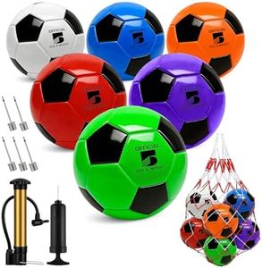 Hualleko 6 Pack Colorful Soccer Balls Size 5 Deflated Includes Ball Pump and Net Bag, Pelota De Futbol Training Practice Sphere Competition Competition Soccer for Indoor Outdoor
