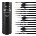 Golden Maple Miniature Paint Brushes, 15PC Model Brushes Micro Detail Paint Brush Set, Fine Detailing for Acrylics, Oils, Watercolors & Paint by Number, Figurine (Black)