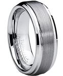 Metal Masters Co. 7MM High Polish/Matte Finish Men's Tungsten Ring Wedding Band Size 14