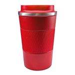 Senshuomy Travel Mug,Insulated Coffee Cup with Leakproof Lid,Reusable Coffee Cups Travel Cup,Stainless Steel thermaol Mug for Hot Cold Drinks (Red/380ml)