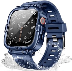 Mosonio Sport Rugged Case with Band for Apple Watch Band S10 42mm Men, Waterproof Band with Screen Protector, 360°Protective Cover and Tough Bumper for iwatch Series 10(Blue,42mm)