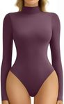 Avidlove Bodysuits for Women High Neck Long Sleeve Body Suits Snap Closure Double Lined Mock Neck Bodysuit Soft (Dark Purple, L)