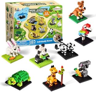 FUN LITTLE TOYS Party Favors for Kids, Mini Animals Building Blocks Sets for Goodie Bags, Prizes, Birthday Gifts, 12 Boxes